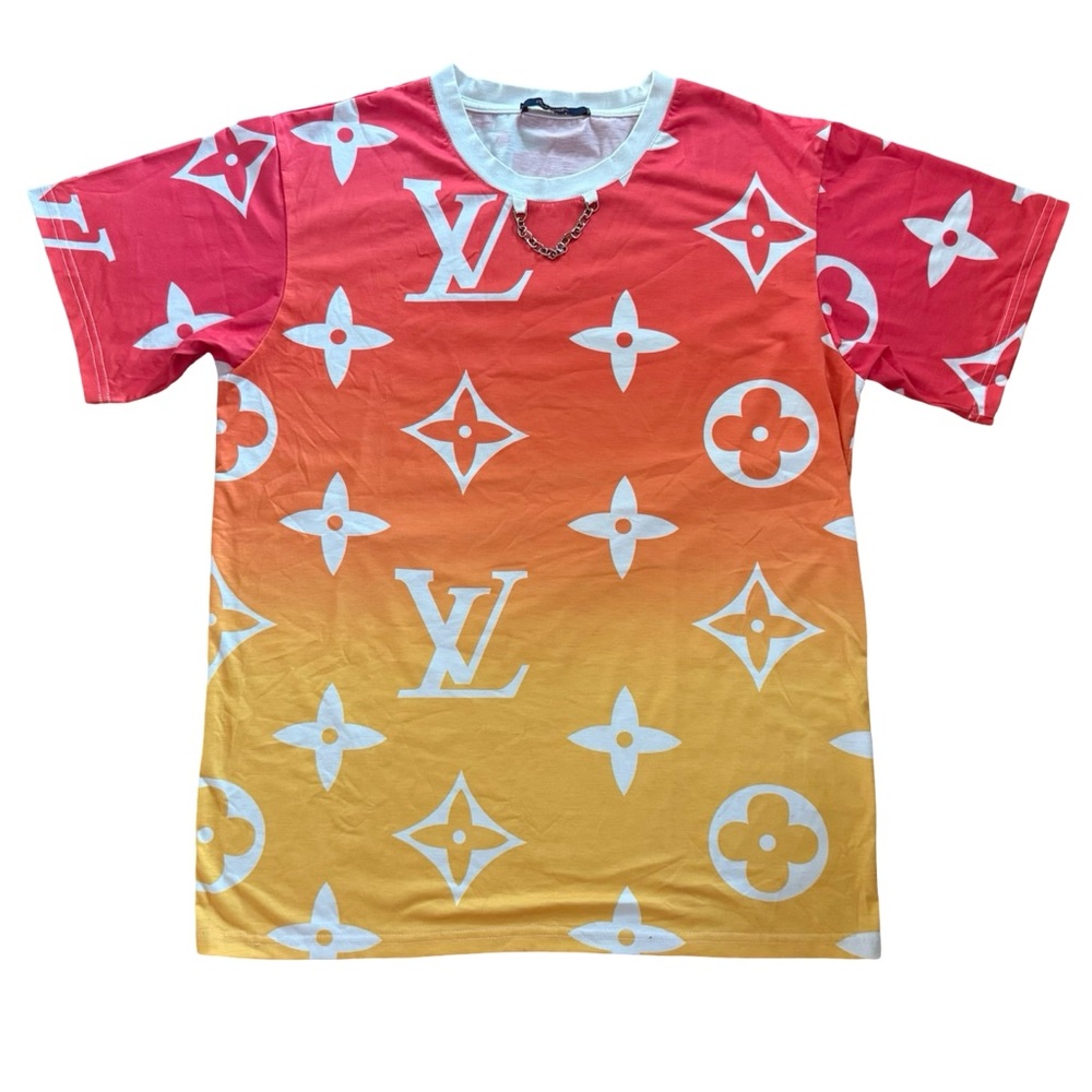 Louis Vuitton Gradient Tee Sunset Chain Detail T-Shirt Large